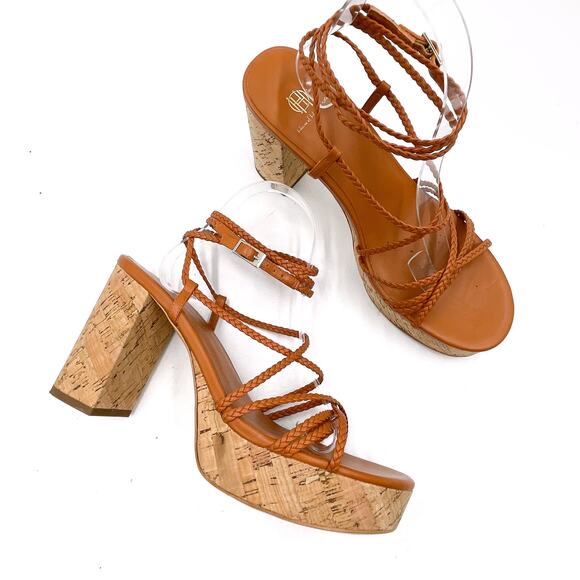 House of Harlow Braided Gladiator Platform Sandals Rust Brown Strappy Sz 9.5 - Picture 3 of 11